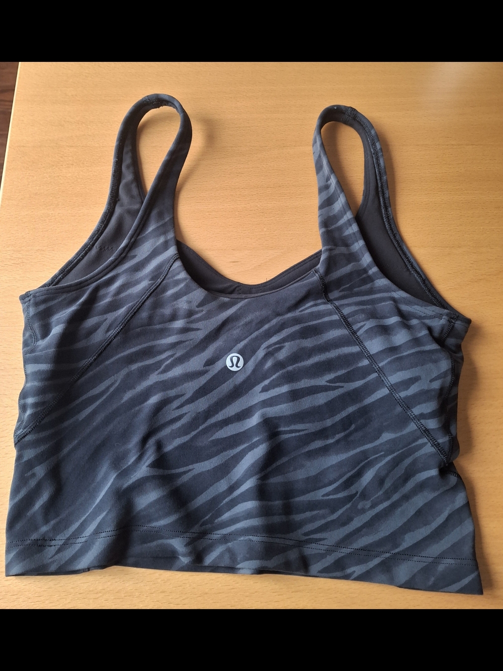lululemon athletica Gray Zebra-Print Crop Sports Top
